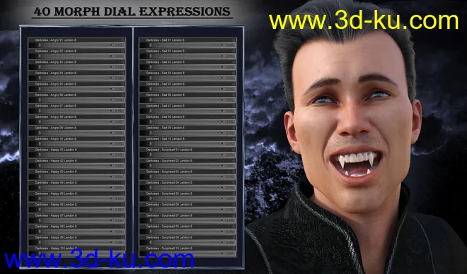 Darkness - Expressions for Genesis 8 Male and Landon 8模型的图片7