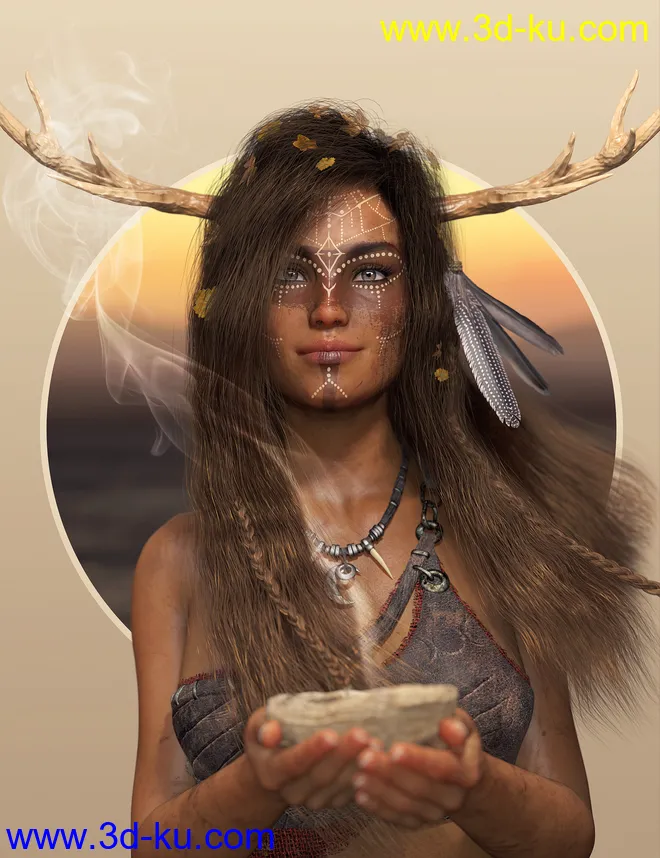 Deer Lady Hair for Genesis 3 and 8 Female(s)模型的图片1