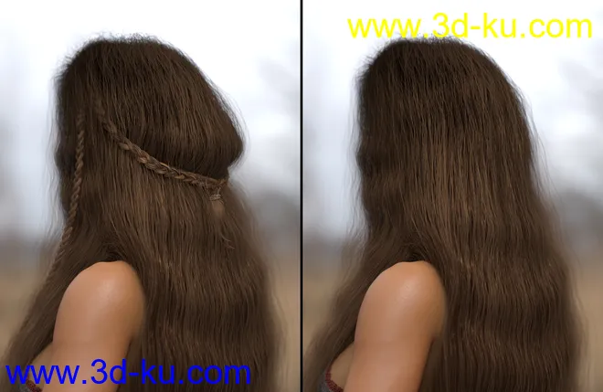 Deer Lady Hair for Genesis 3 and 8 Female(s)模型的图片7
