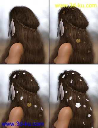 3D打印模型Deer Lady Hair for Genesis 3 and 8 Female(s)的图片