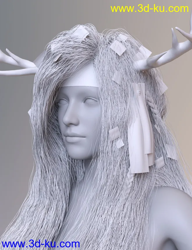 Deer Lady Hair for Genesis 3 and 8 Female(s)模型的图片10