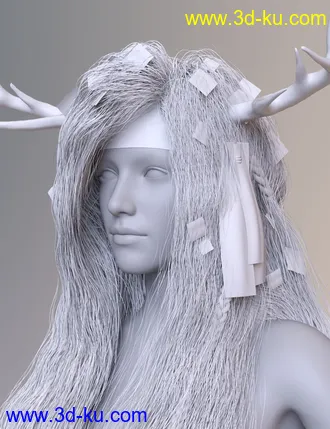 3D打印模型Deer Lady Hair for Genesis 3 and 8 Female(s)的图片