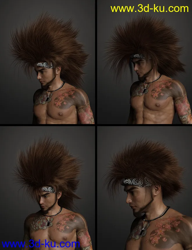 Denki Hair for Genesis 3 and 8模型的图片10