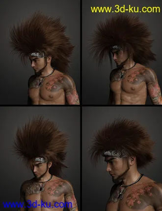 3D打印模型Denki Hair for Genesis 3 and 8的图片