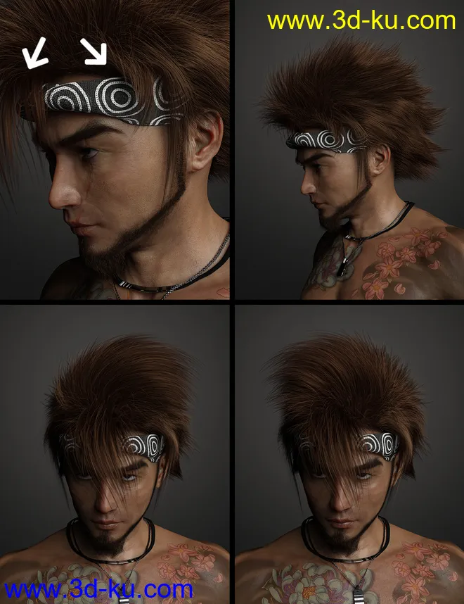 Denki Hair for Genesis 3 and 8模型的图片12