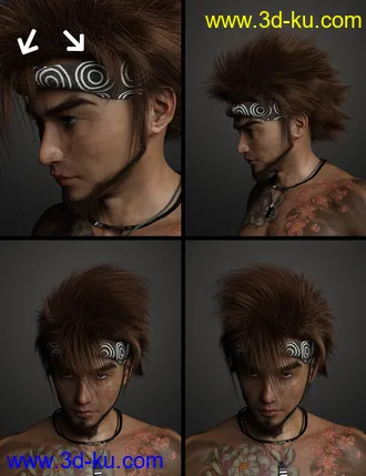 3D打印模型Denki Hair for Genesis 3 and 8的图片