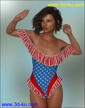 3D打印模型dForce - Frilly Swimsuit for G8F的图片