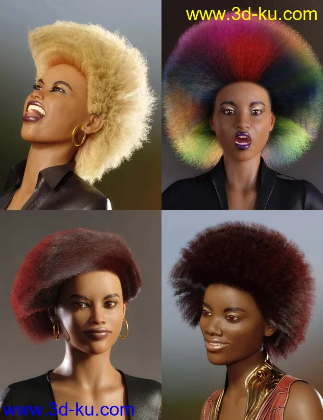 dForce African Hair for Genesis 8 Female模型的图片1