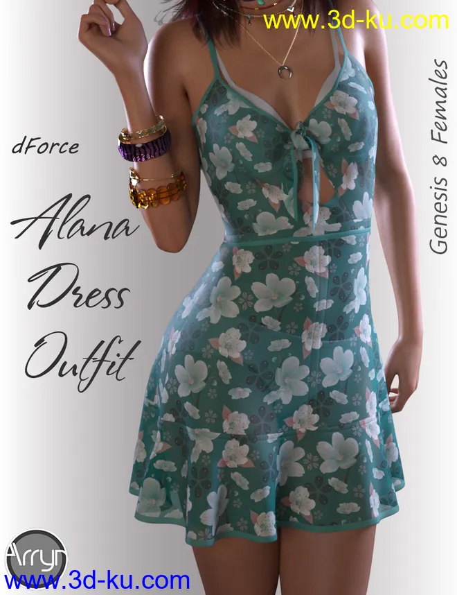 dForce Alana Candy Dress for Genesis 8 Female(s)模型的图片1