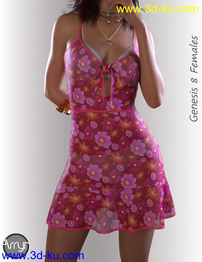 dForce Alana Candy Dress for Genesis 8 Female(s)模型的图片3