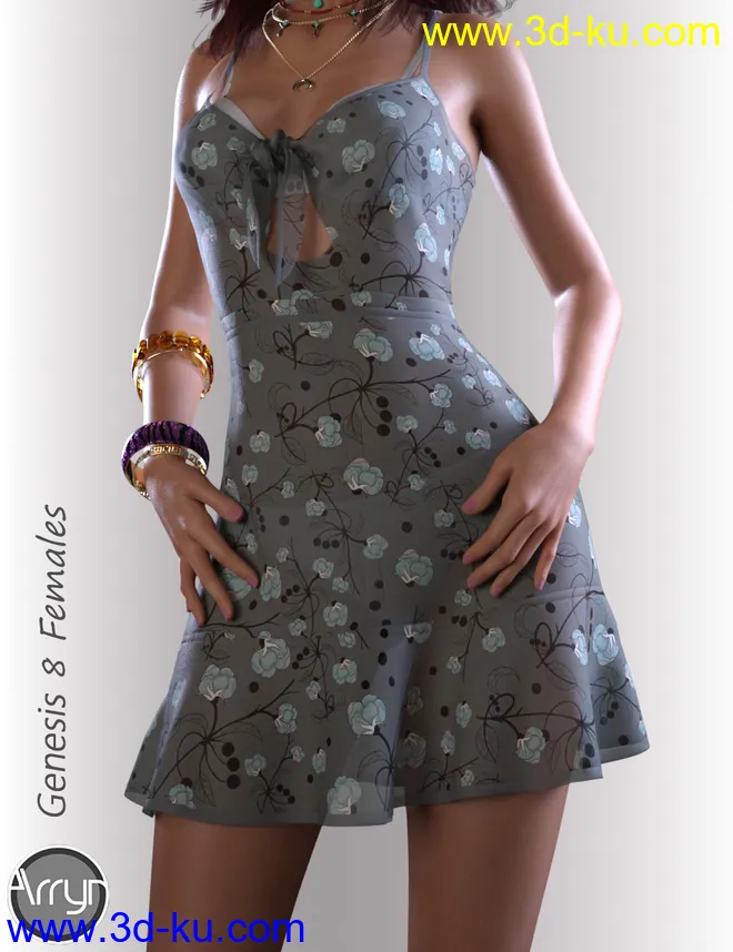 dForce Alana Candy Dress for Genesis 8 Female(s)模型的图片6