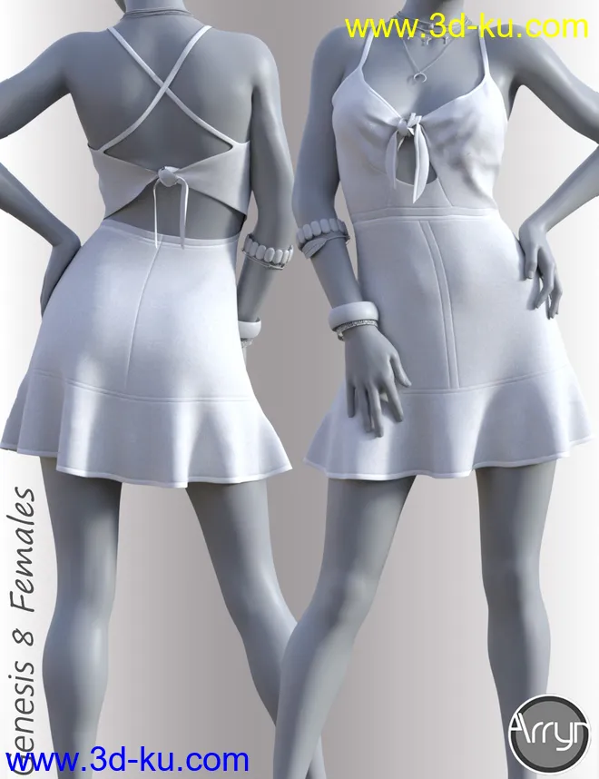 dForce Alana Candy Dress for Genesis 8 Female(s)模型的图片10