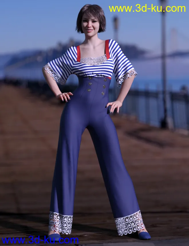 dForce Anchors Aweigh Outfit for Genesis 8 Female(s)模型的图片1