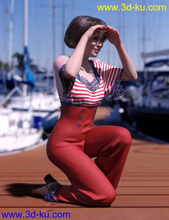 dForce Anchors Aweigh Outfit for Genesis 8 Female(s)模型的图片2