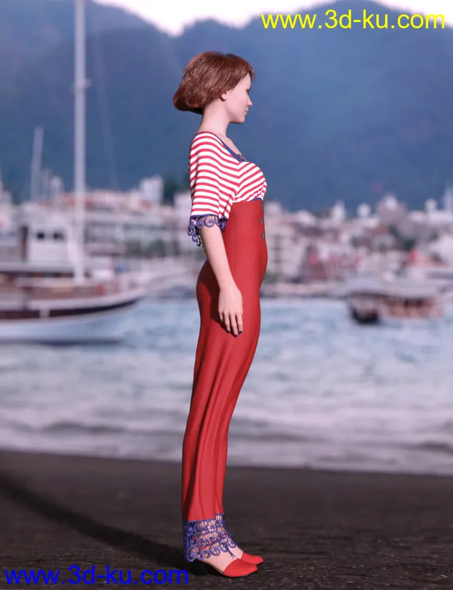 dForce Anchors Aweigh Outfit for Genesis 8 Female(s)模型的图片5