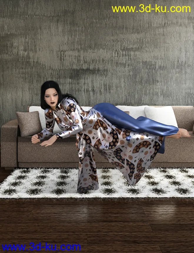dForce AO Dai Eastern Silk Add On Textures模型的图片2