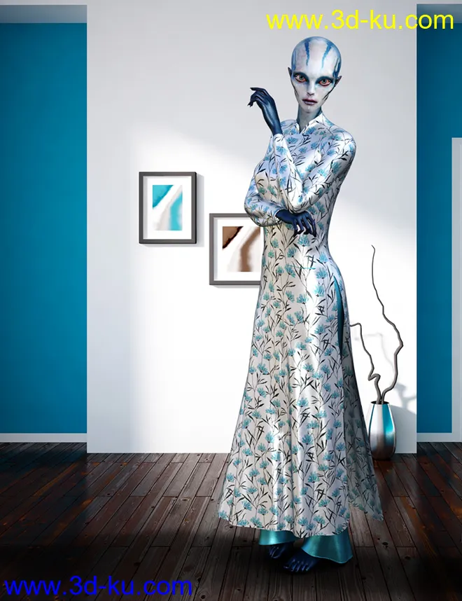 dForce AO Dai Eastern Silk Add On Textures模型的图片3