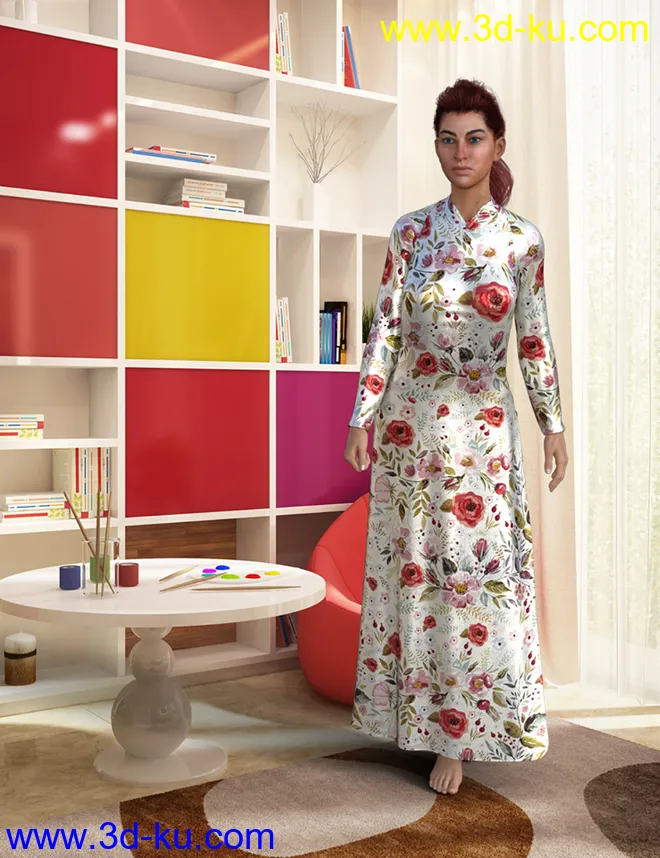 dForce AO Dai Eastern Silk Add On Textures模型的图片4