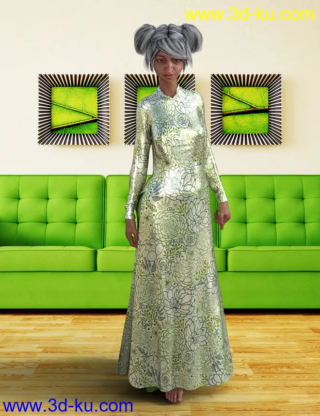 dForce AO Dai Eastern Silk Add On Textures模型的图片5