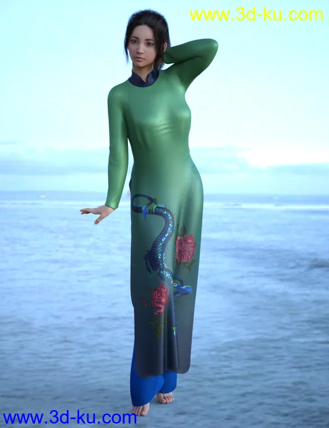 dForce AO Dai Eastern Silk Add On Textures模型的图片6