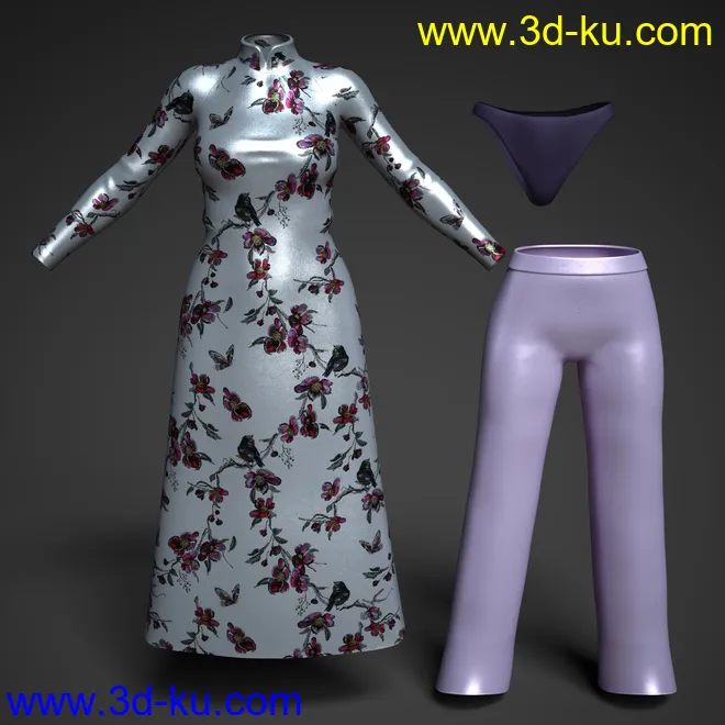 dForce AO Dai Eastern Silk Add On Textures模型的图片7