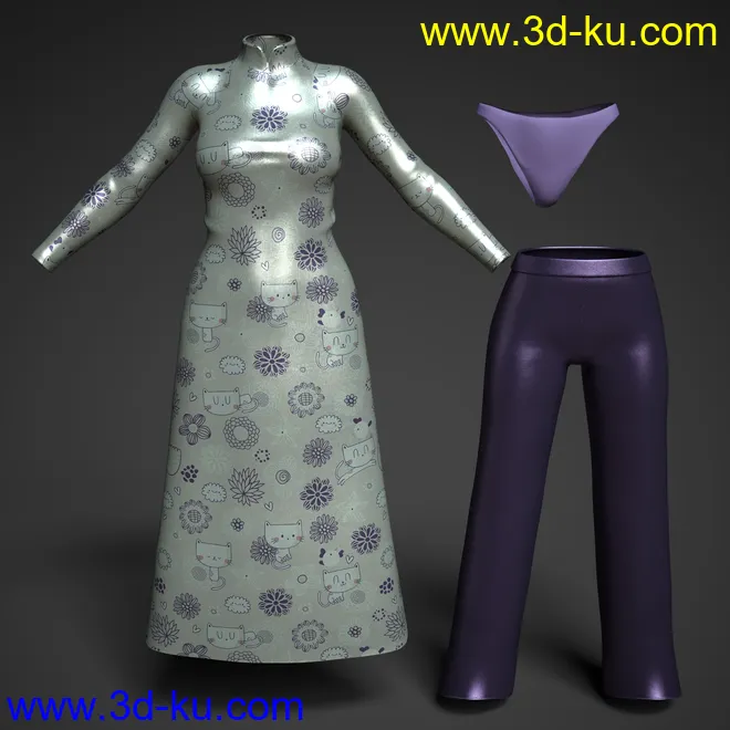 dForce AO Dai Eastern Silk Add On Textures模型的图片10