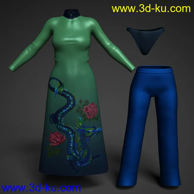 dForce AO Dai Eastern Silk Add On Textures模型的图片11