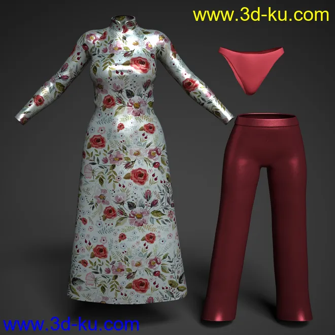 dForce AO Dai Eastern Silk Add On Textures模型的图片15
