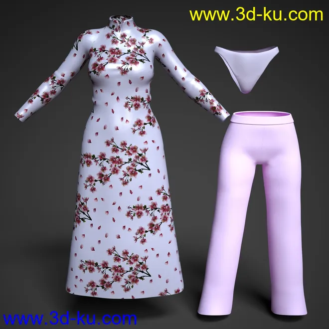 dForce AO Dai Eastern Silk Add On Textures模型的图片16
