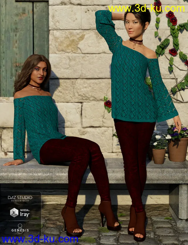 dForce Autumn Bloom Outfit for Genesis 8 Female(s)模型的图片4