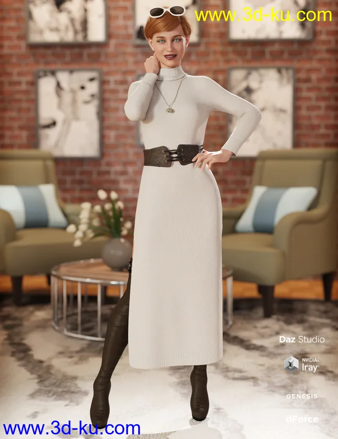 dForce Autumn Breeze Outfit for Genesis 8 Female(s)模型的图片1