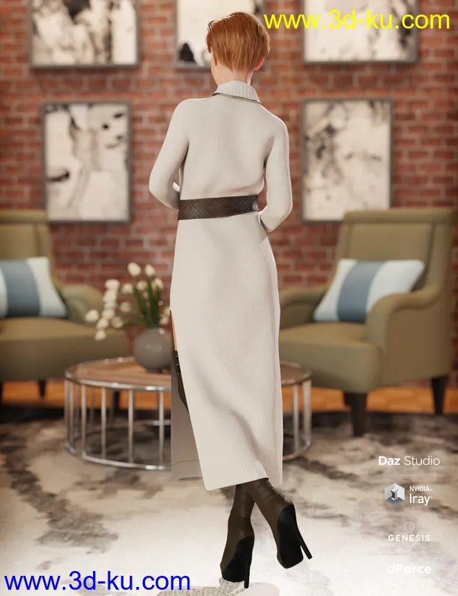 dForce Autumn Breeze Outfit for Genesis 8 Female(s)模型的图片3