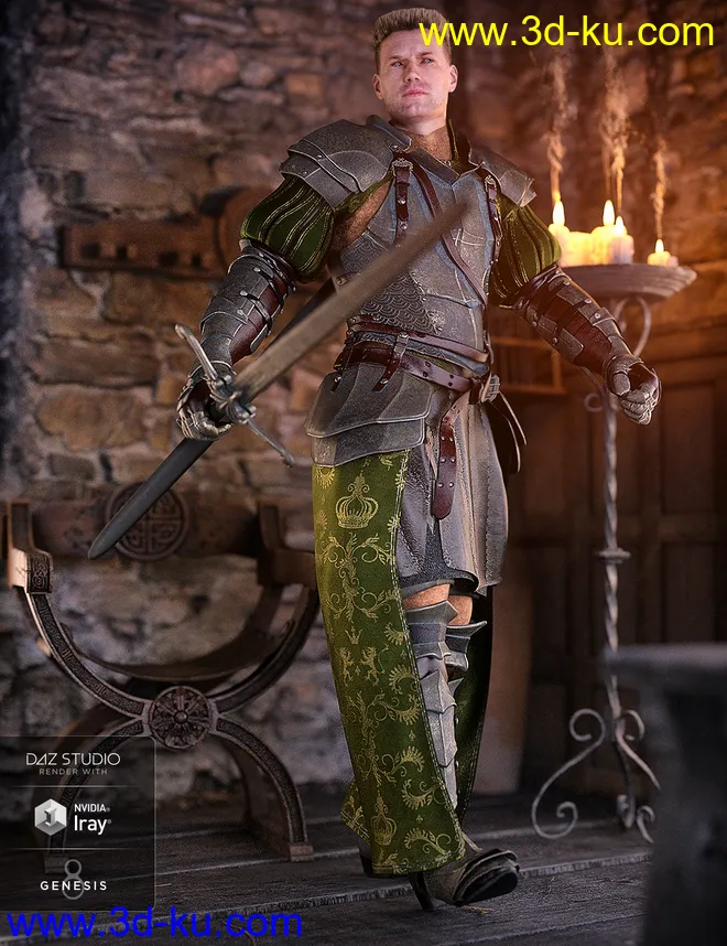 dForce Bellowtalons Knight Outfit Textures模型的图片3