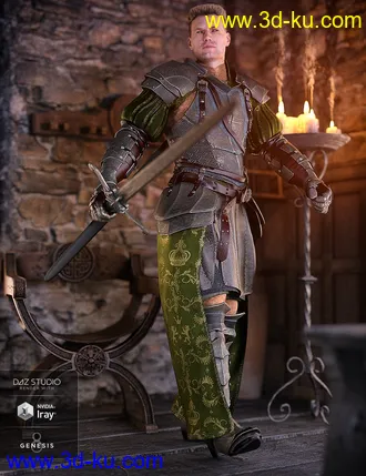3D打印模型dForce Bellowtalons Knight Outfit Textures的图片