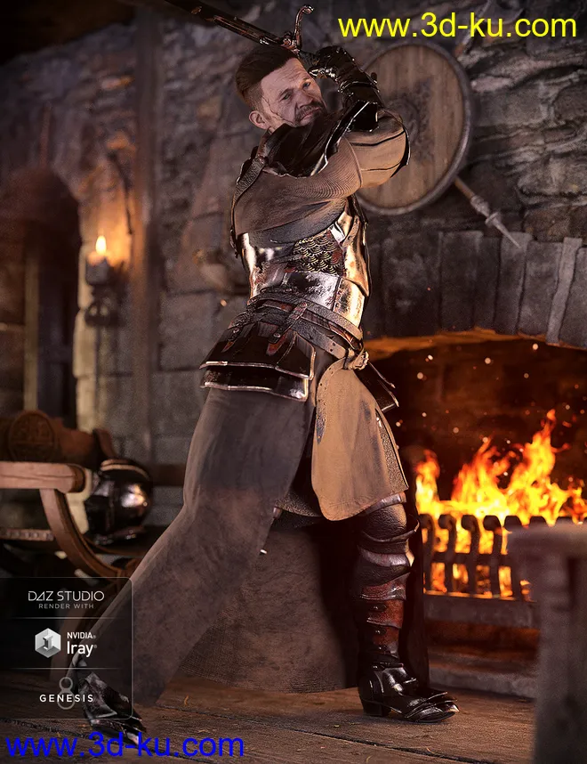 dForce Bellowtalons Knight Outfit Textures模型的图片5