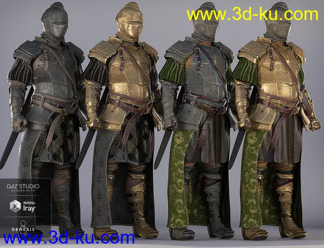 dForce Bellowtalons Knight Outfit Textures模型的图片6