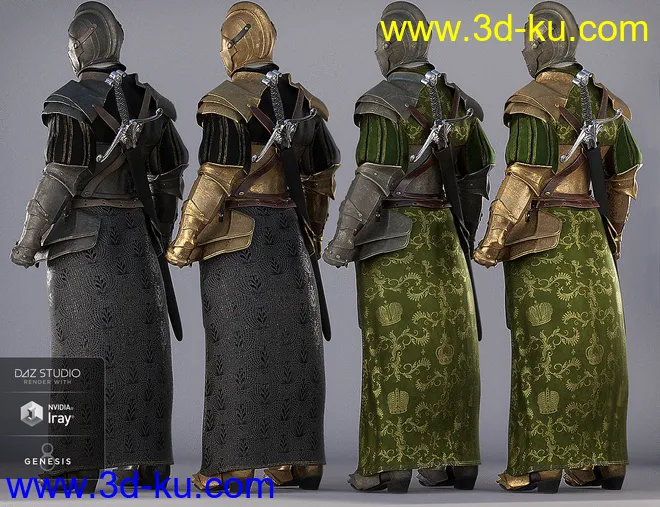 dForce Bellowtalons Knight Outfit Textures模型的图片8
