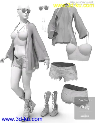 3D打印模型dforce Boho Style Outfit for Genesis 8 Female的图片
