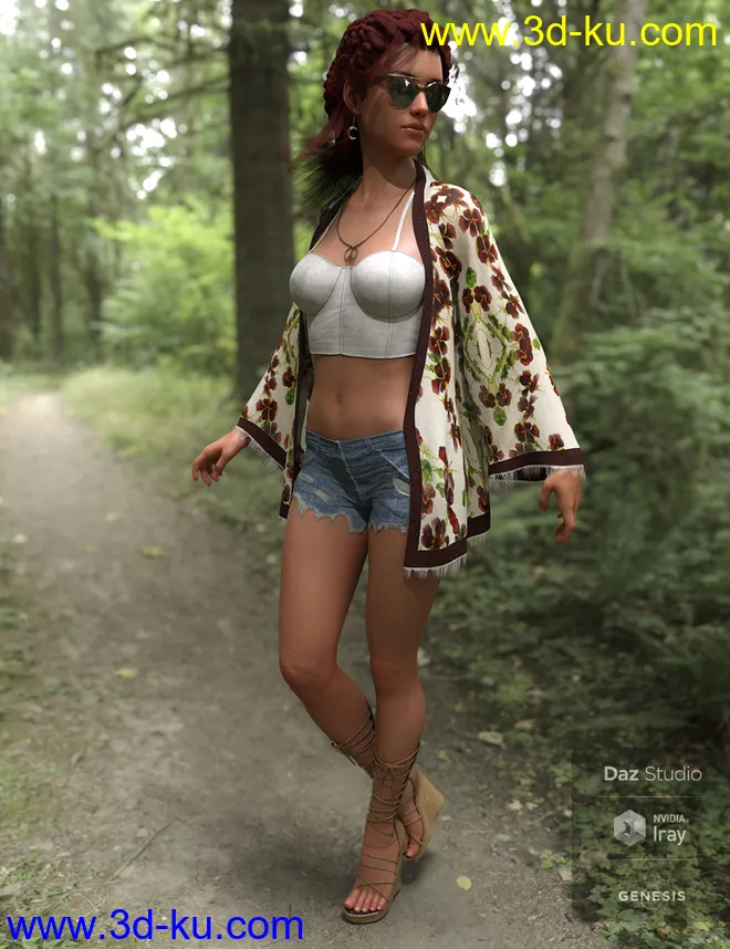 dforce Boho Style Outfit for Genesis 8 Female模型的图片4