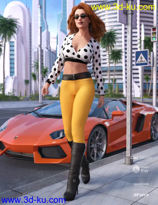 dForce City Sleek Outfit for Genesis 8 Female(s)模型的图片1
