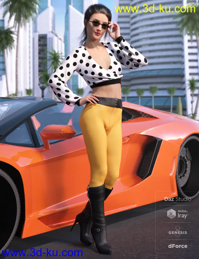 dForce City Sleek Outfit for Genesis 8 Female(s)模型的图片2