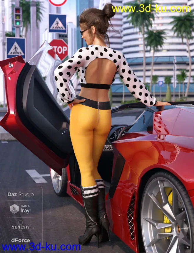 dForce City Sleek Outfit for Genesis 8 Female(s)模型的图片3