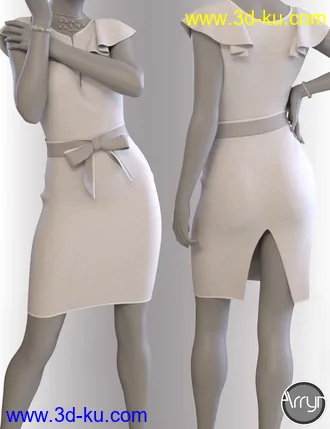 3D打印模型dForce Claire Cocktail Dress outfit for Genesis 8 Female(s)的图片