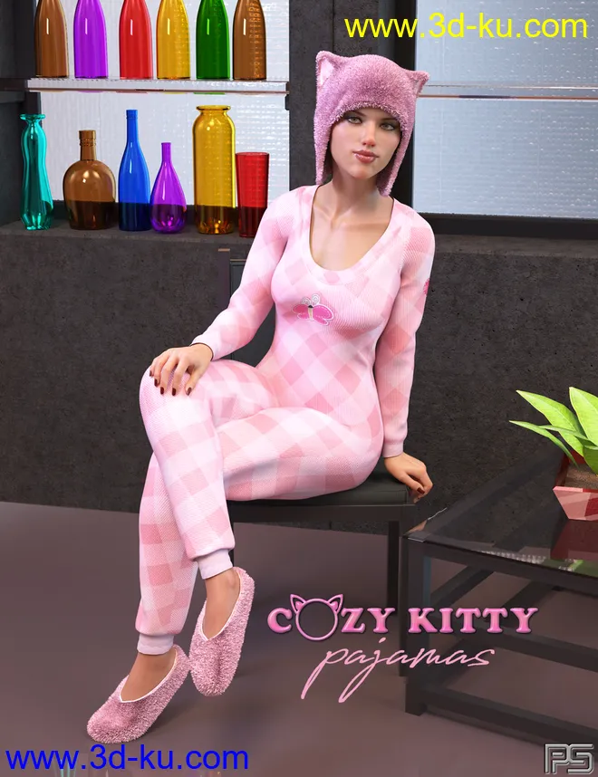 dForce Cozy Kitty PJ for Genesis 8 Female模型的图片1