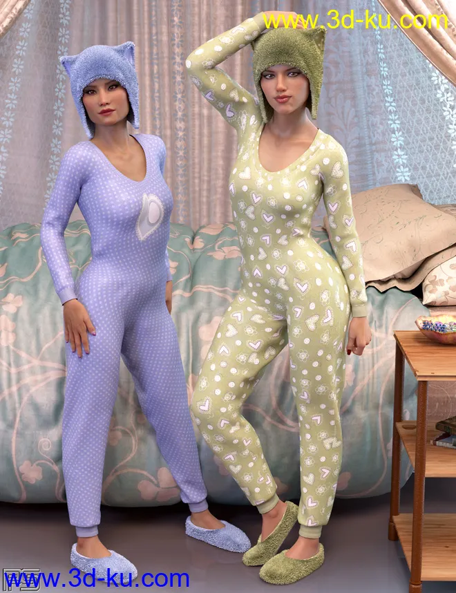 dForce Cozy Kitty PJ for Genesis 8 Female模型的图片2