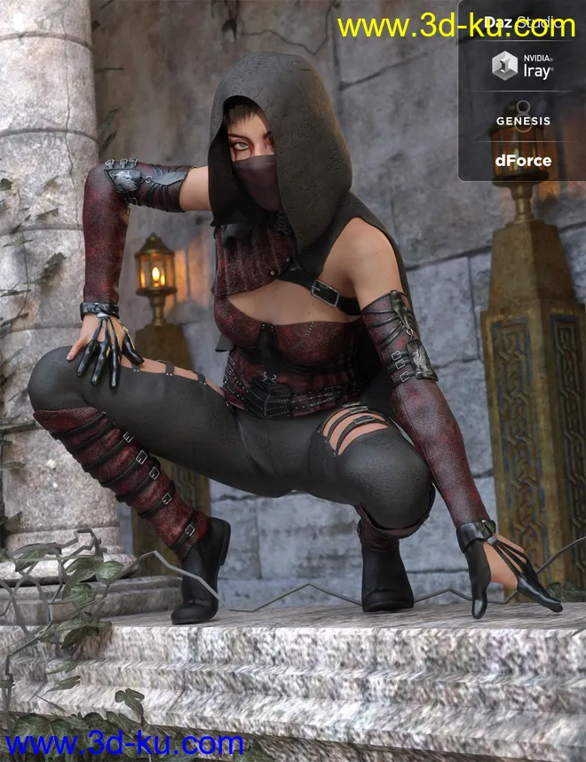 dForce Crimsoneye Outfit Textures模型的图片7