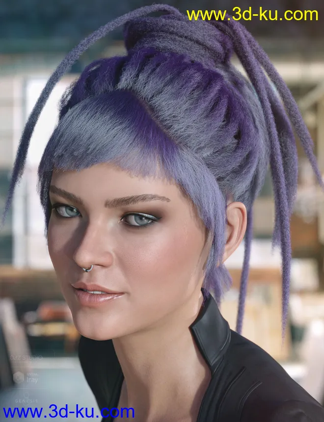 dForce Cyd Hair for Genesis 3 and 8 Female(s)模型的图片5