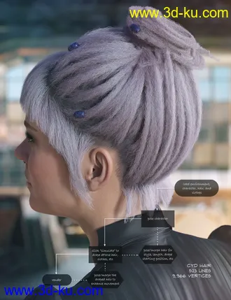 3D打印模型dForce Cyd Hair for Genesis 3 and 8 Female(s)的图片