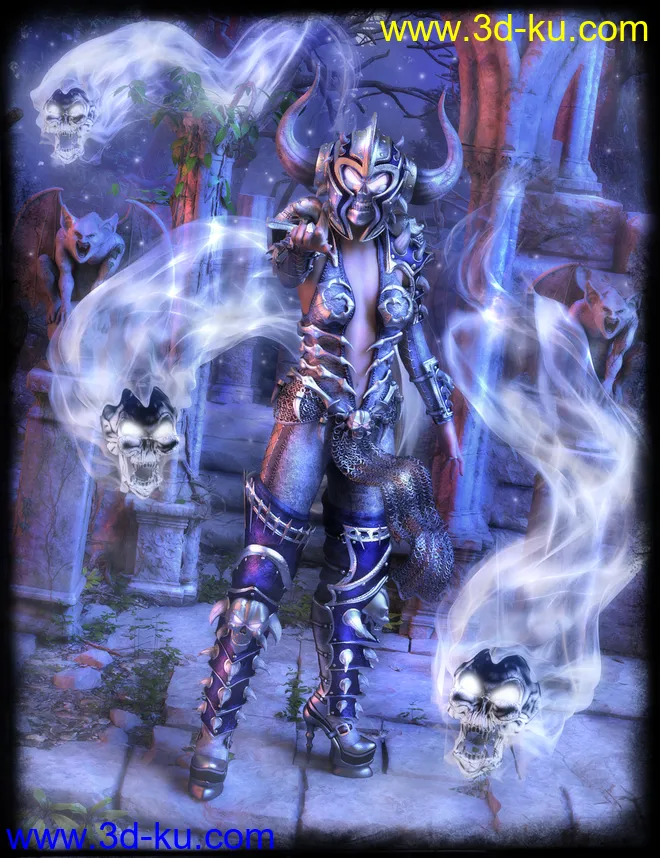 dForce Death Strike Outfit, Poses and Battleaxe for Genesis 8 Female(s)模型的图片3