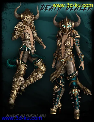 3D打印模型dForce Death Strike Outfit, Poses and Battleaxe for Genesis 8 Female(s)的图片